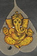 image of hindu deity Ganesha painted on leaf image of hindu deity Ganesha painted on leaf