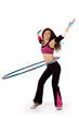 Fitness teacher demonstrating hooping