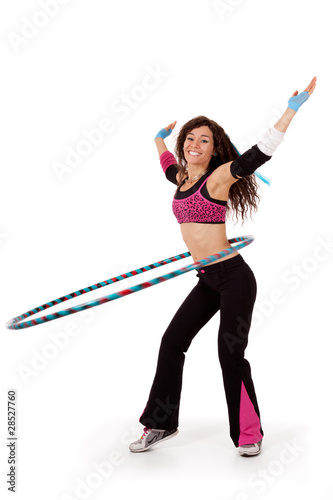 Photo: Fitness teacher demonstrating hooping Fitness teacher demonstrating hooping