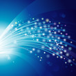 Internet technology background of fiber optics on blue.