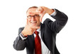 mature business man makes sign with hands