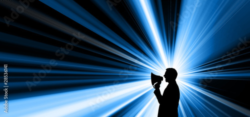 Illustration: Silhouette of man with Megaphone Silhouette of man with Megaphone