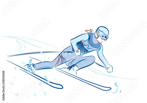 Vektor: hand drawn sketch of the skier hand drawn sketch of the skier