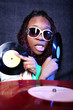 cool afro american DJ in action