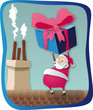 Vector: Papá Noel en el tejado Papá Noel en el tejado