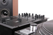 Dj equipment on black table