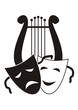 Lyre and masks - symbols of music. arts and theater Lyre and masks - symbols of music. arts and theater