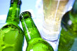 Cold, ice beer bottle