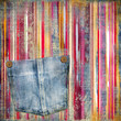 vintage striped background with denim pocket