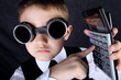 hard time in learning - boy with calculator