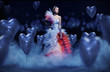 Young girl with many hearts