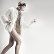 Sexy blonde lady wearing fur