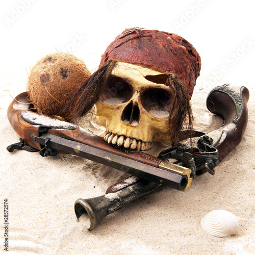 Foto: Pirat Schädel Strand Pirat Schädel Strand