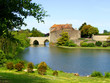 View of Leeds Castle and moat, England View of Leeds Castle and moat, England
