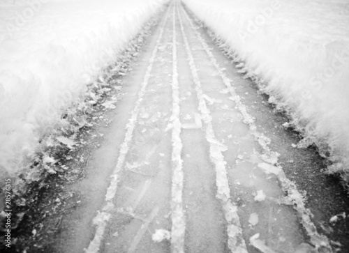 Photo: Tire track on snow Tire track on snow