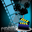 Clapboard and movie projector