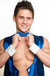 Model in blue