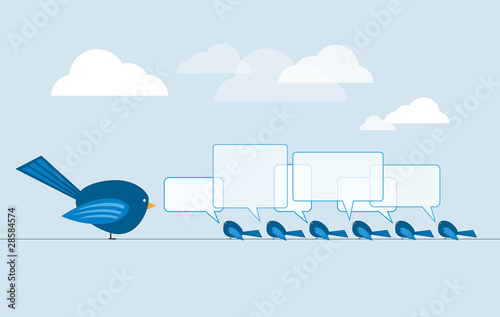 Illustration: Chattering birds on wire Chattering birds on wire