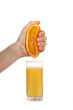 compression orange hand isolated on white background