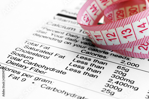 Photo: Nutrition facts and measure tape Nutrition facts and measure tape