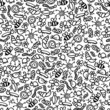Insects world black and white seamless pattern.