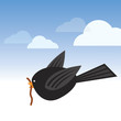 Bird with worm