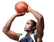 Young male basketball player taking free throw