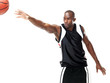 Healthy basketball player playing against white