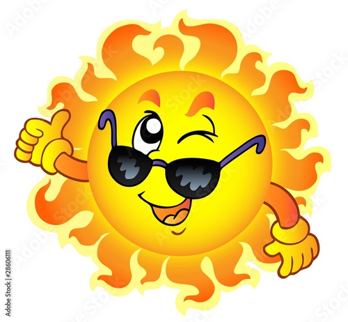 clip art sun with sunglasses. Cartoon winking Sun with