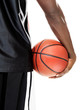Cropped image of african american guy holding a basketball