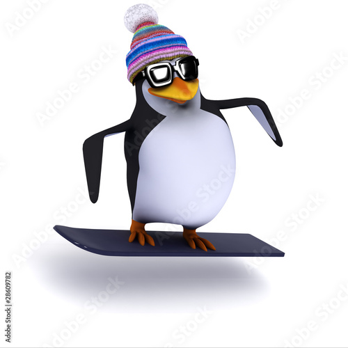 Illustrazione: 3d Penguin goes snowboarding 3d Penguin goes snowboarding