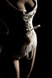 Woman in white corset