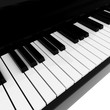 Real black grand piano isolated on white