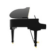 Real black grand piano isolated on white
