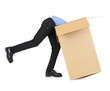 Man looking for his things in box