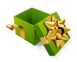 Open empty green gift with gold bow vector illustration Open empty green gift with gold bow vector illustration