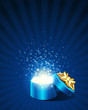 Open explore gift with fly stars vector background Open explore gift with fly stars vector background