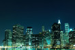 Manhattan Skyline from Brooklyn At Night, New York City Manhattan Skyline from Brooklyn At Night, New York City