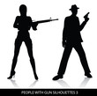 Vektor: People with gun silhouettes People with gun silhouettes