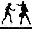 Vektor: People with gun silhouettes People with gun silhouettes