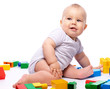 Little boy with building bricks Little boy with building bricks