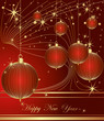 Merry Christmas and Happy New Year red background.