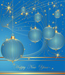 Merry Christmas and Happy New Year blue background.
