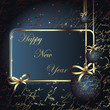 Merry Christmas and Happy New Year blue postcard