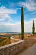 Walk with a view on Tuscany landscape in Pienza, Italy.