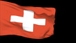Switzerland flag slowly waving. Alpha included. Seamless loop. Switzerland flag slowly waving. Alpha included. Seamless loop.
