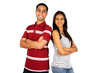 Two young Indian students isolated on white.