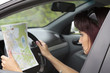 woman looking at a map