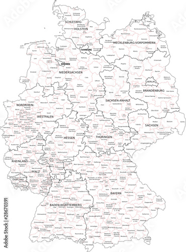 Vektor: Deutschland Bundesländer Landkreise Deutschland Bundesländer Landkreise