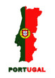 Portugal, map with flag, isolated on white, with clipping path